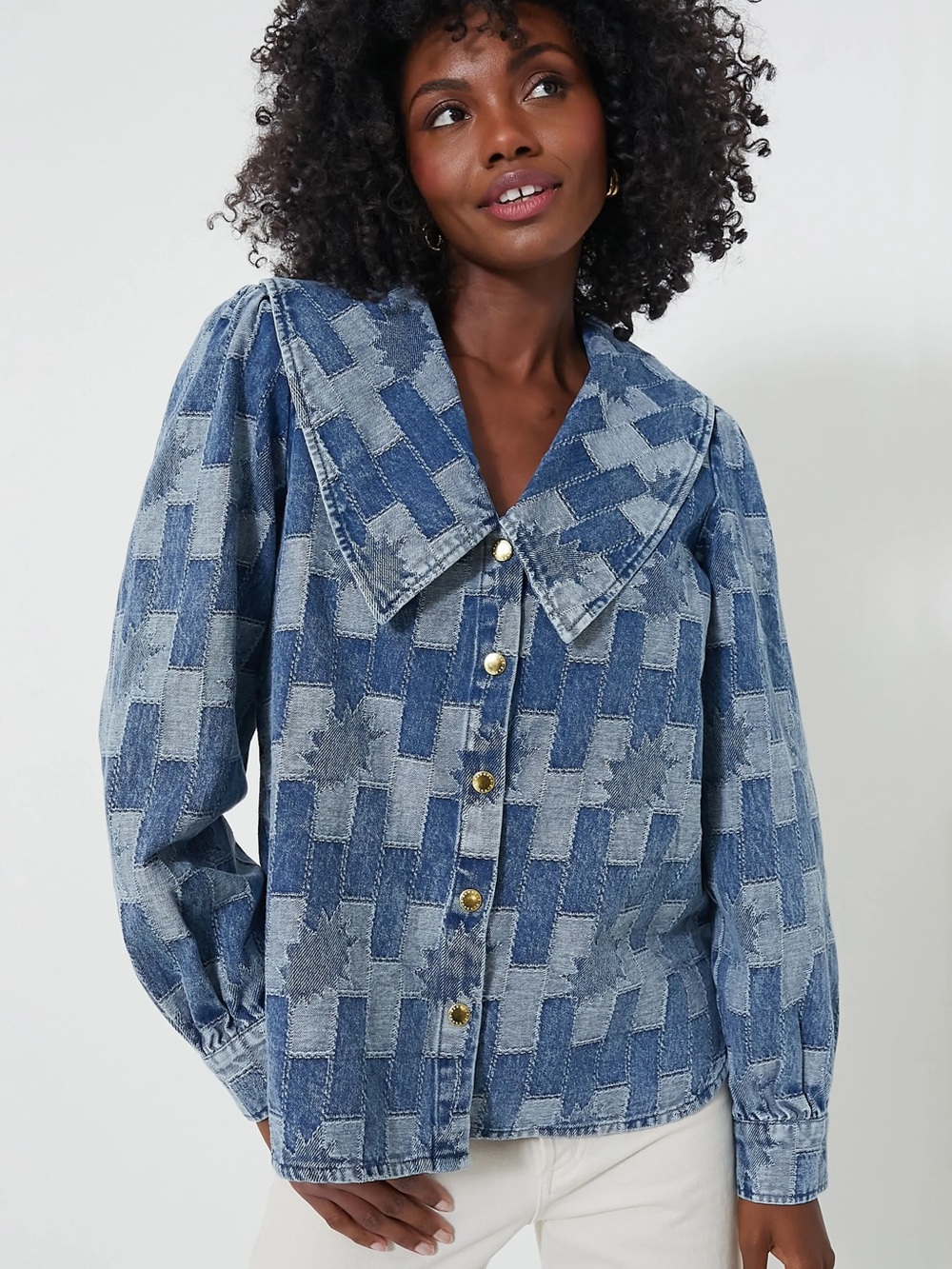 NWOT Barbour Patchwork Denim Bowhill Shirt